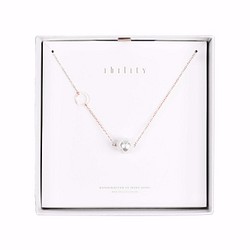 月球鉤織珍珠長項鏈 (金色/ 象牙白色珍珠), 手工項鍊, 施華洛世奇水晶珍珠, 925純銀 第1張的照片