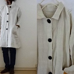 【K様専用ページ】グレー/リネン帆布 すっきりコート 1枚目の画像