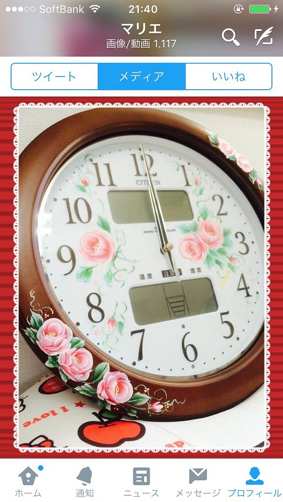手描き薔薇の掛け時計 オーダー受注 1枚目の画像