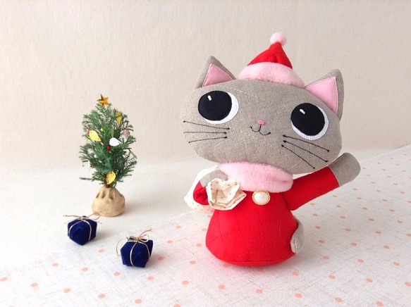 【受注制作】クリスマス 猫のぬいぐるみ 1枚目の画像
