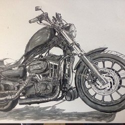 オーダーメイド バイク筆ペンイラスト 1枚目の画像
