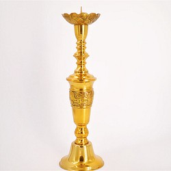 復古黃銅燭台，蓮花燭台，仿清代(SKU2) 第1張的照片
