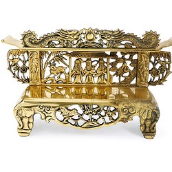 昔ながらの真鍮の犠牲テーブル、清王朝の中国の古い真鍮彫刻、大（SKU13） 1枚目の画像