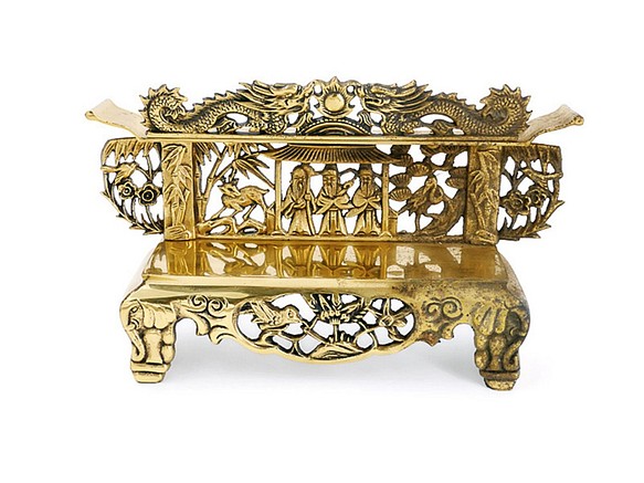 老式黃銅祀桌，中國清代舊式黃銅彫刻，大號(SKU13) 第1張的照片
