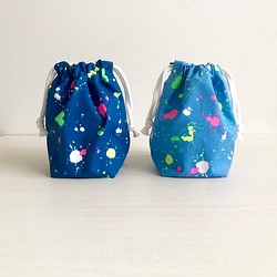コップ袋やお菓子袋に（マチ付き）☆ペイント☆ライトブルーorブルー 1枚目の画像