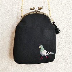 繡肩gamaguchi鴿子黑 第1張的照片
