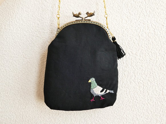 繡肩gamaguchi鴿子黑 第1張的照片
