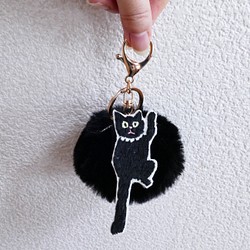 皮草包吊飾刺繡黑貓 第1張的照片