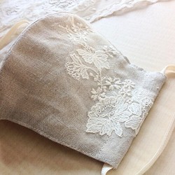 SS7 野玫瑰刺繡蕾絲麵罩 流行♫ 透氣日本亞麻棉雙層紗布 第1張的照片