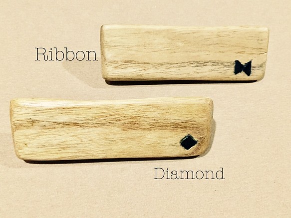 【Ribbon】レトロにオシャレ 木製バレッタ 1枚目の画像