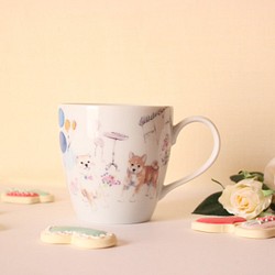 柴犬さん☆カフェでまったり柴犬さん・マグカップ「ポーセラーツ」 1枚目の画像