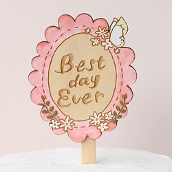 『Best day Ever』小花と蝶々のケーキトッパー 1枚目の画像