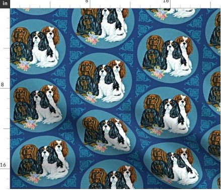犬 犬柄 キャバリア・キング・チャールズ・スパニエルの可愛すぎるデザイン 輸入生地 生地 ハンドメイド 素材 ペット 1枚目の画像
