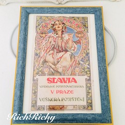 ミュシャ ポスター スラヴィア保険会社 高級額縁 オリジナル額装 1枚目の画像