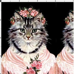 生地  キャット ビクトリアンキャット猫柄 ハンドメイド素材 1枚目の画像
