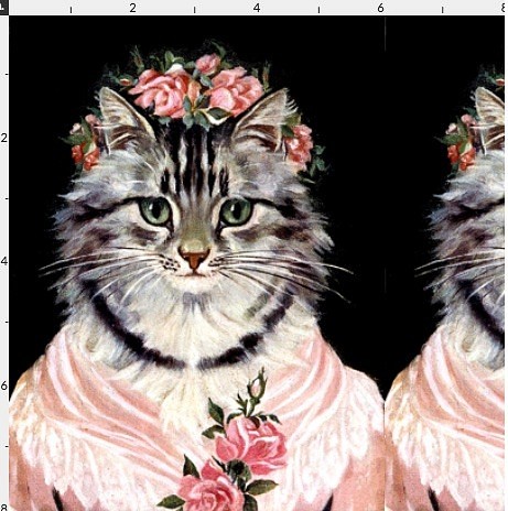 生地  キャット ビクトリアンキャット猫柄 ハンドメイド素材 1枚目の画像