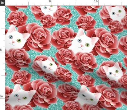猫 猫柄 ビンテージ レトロキャット 輸入生地 綿 布 ハンドメイド 素材 ペット 可愛い猫柄 ねこ キティ 1枚目の画像