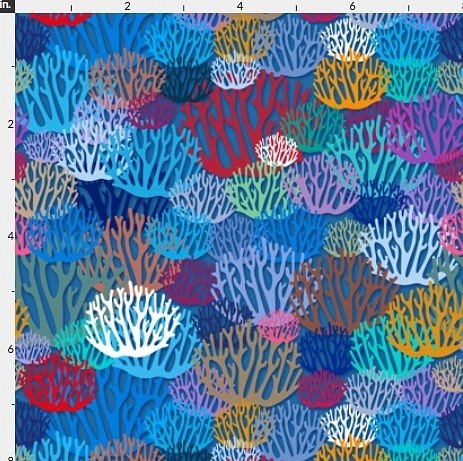 輸入生地 ハンドメイド素材 海 貝殻 海の生き物 レア生地 1枚目の画像