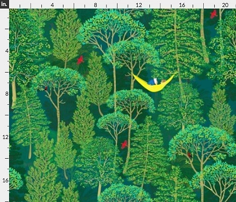 エメラルド色の森 フレンチスタイル 生地 葉 グリーン 森林 輸入生地 緑 1枚目の画像