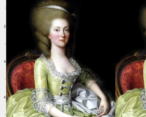 マリーアントワネット 生地 輸入生地 薄いハーブ色のドレスの肖像画 中世フレンチ宮廷