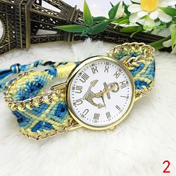 ミサンガ風　かわいい手織りベルトの腕時計 ② 1枚目の画像