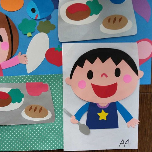 壁面飾り おいしいごはん いただきまーす 幼稚園 保育園 通年 切り絵 あおといろ 壁面飾り屋さん 通販 Creema クリーマ ハンドメイド 手作り クラフト作品の販売サイト