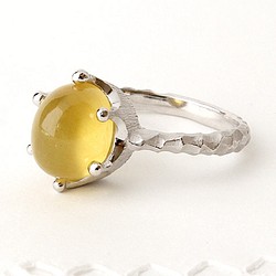 Yellow Beryl crown ring  (rhodium plating) 1枚目の画像