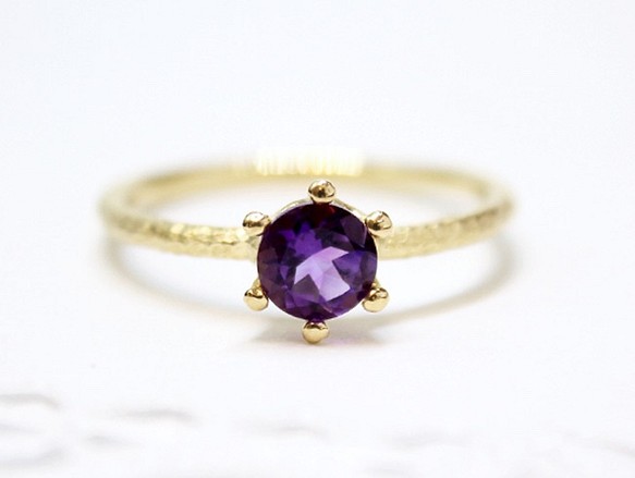 紫水晶戒指“5 毫米”金色 [定做] 第1張的照片