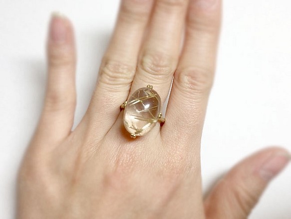 Rutilelated quartz ring/ gold plating visualartsdepartment.it