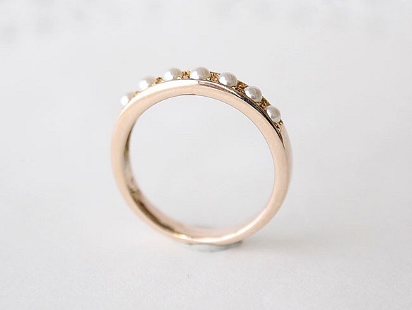 Half eternity baby pearl ring (K10) 第1張的照片