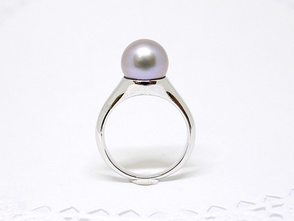 珍珠戒指9mm以上《銀》 第1張的照片