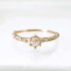 [僅K] K10玫瑰切割自然色鑽石戒指 第1張的照片