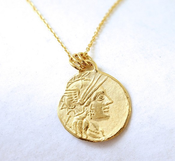 Denarius 硬幣項鍊・K24 純金鍍金 第1張的照片