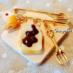 ♥ミス・グレンジャー♥Bananazuoチョコレートトースト段落ブローチバナナ＆チョコブレッドピン 1枚目の画像