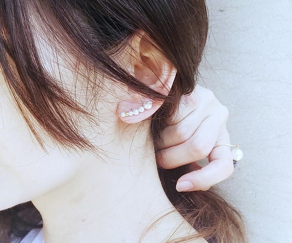 優雅經典Swarovski珍珠耳環夾/ Elegant classic Swarovski pearl earring 第1張的照片
