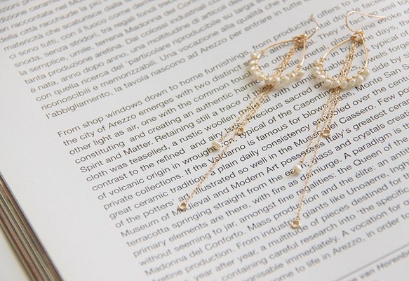 跳耀的"白" 天然淡水珍珠14KGF包金耳環 Freshwater pearl earring/ 14 K GF ear 第1張的照片