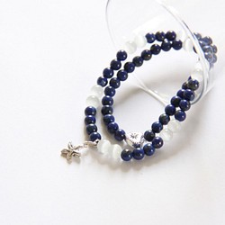 時尚能量珠寶系列-青金石貓眼石雙環手鍊/ Lapis Lazuli & cat's eye bracelet 第1張的照片