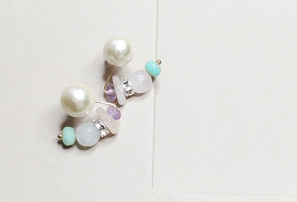 微笑之真-日本棉花珍珠14KGF耳環 耳夾 / Smiley cotton pearl 14KGF earring 第1張的照片