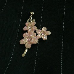 桜のピンクシェルとスワロフスキーのタックピン 1枚目の画像