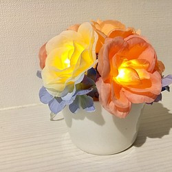 moetto 薔薇と紫陽花のパステルカラーLEDインテリアフラワーライトナイトランプお花 1枚目の画像