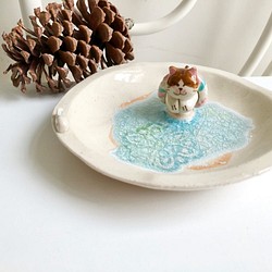 桌上風景 游泳小貓陶瓷飾物碟 第1張的照片
