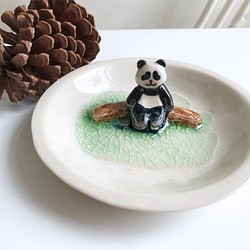桌上風景 懶惰熊貓陶瓷飾物碟 第1張的照片