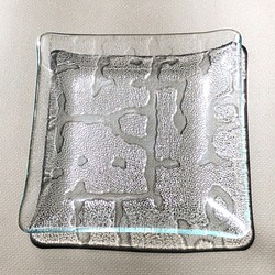 さらさ　　小皿　　昭和レトロガラス　アンティーク　型ガラス　もったいないをカタチに　思い出と一緒に 1枚目の画像