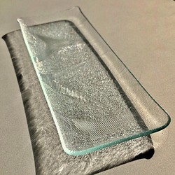 おりづる　長皿（小）　昭和レトロガラス　アンティーク　型ガラス　もったいないをカタチに　思い出と一緒に 1枚目の画像