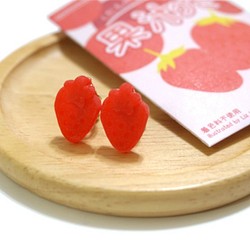 草莓果汁糖耳環 | 仿真糖果夾耳環 接單製作 第1張的照片