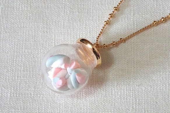 マシュマロのガラス球のネックレス| 1つの生産のシミュレーションのキャンディー粘土の首のリンク 1枚目の画像