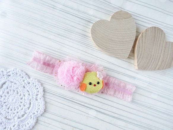 嬰兒髮帶 - 粉紅色小雞BB頭帶 Headband for babies or kids 第1張的照片