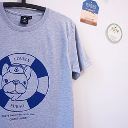 【 海軍福寶 】-法國鬥牛犬T-shirt-灰 第1張的照片