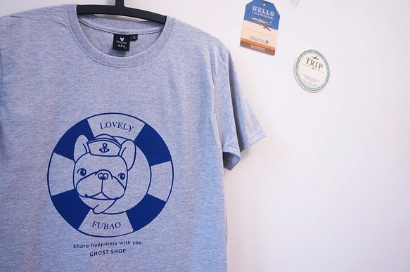 【 海軍福寶 】-法國鬥牛犬T-shirt-灰 第1張的照片