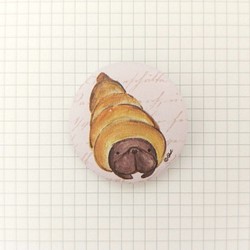 法國鬥牛犬系列徽章/別針-3.2cm-巧克力螺旋麵包(單顆) 第1張的照片